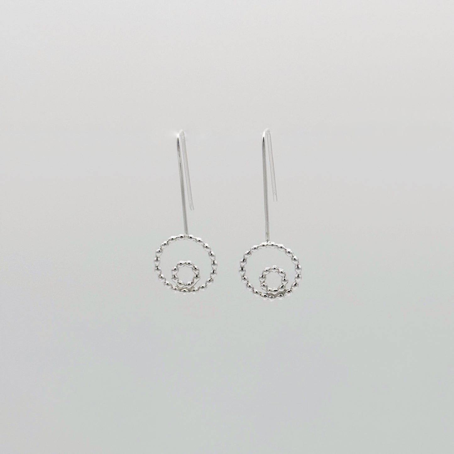 Sterling Silver Double Beaded Circle Earrings