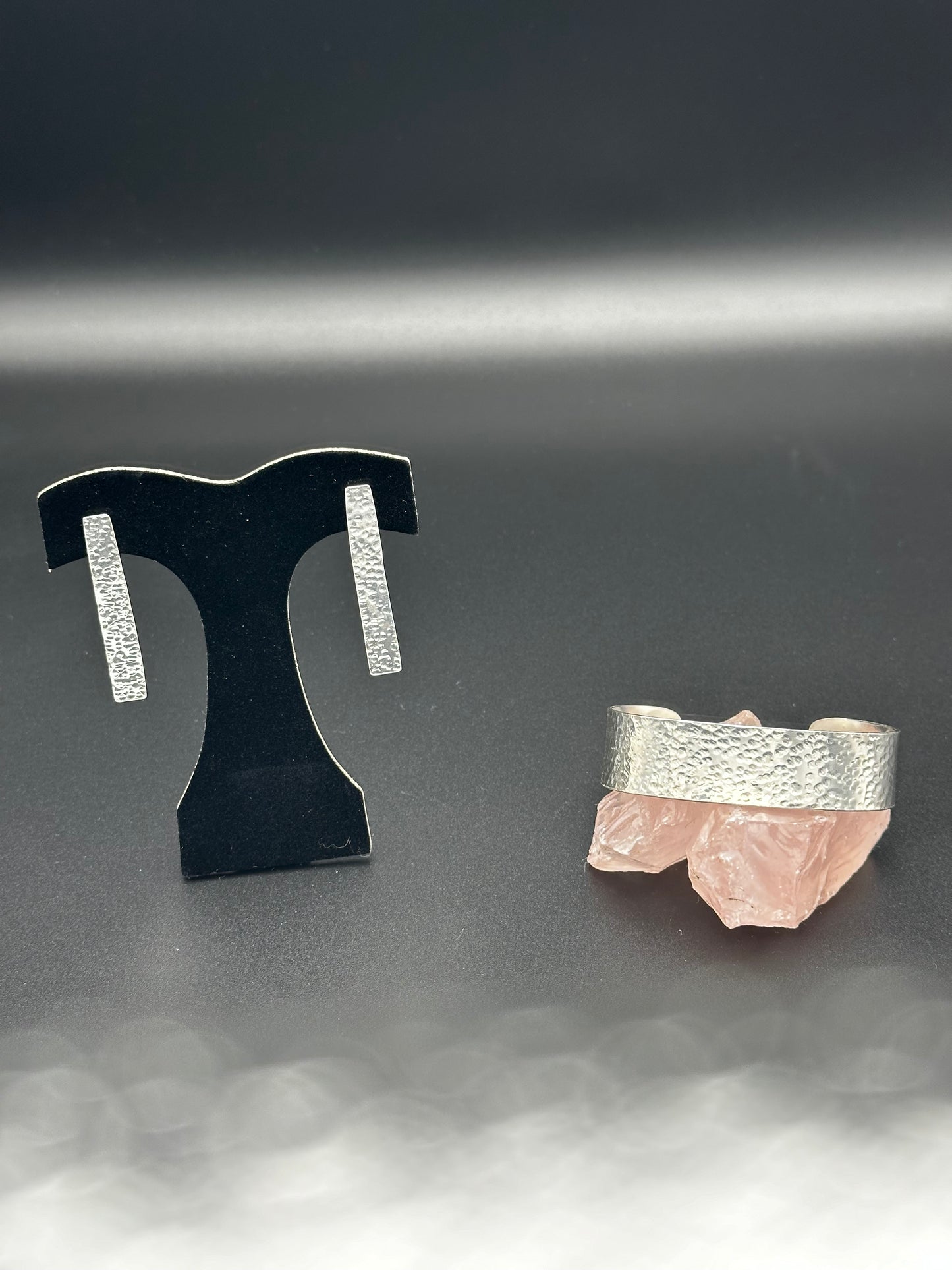 Sterling Silver Hammered Bar Stud Earrings