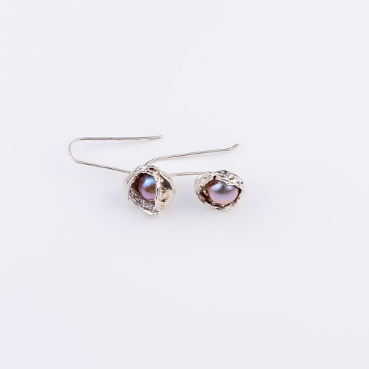 Water Cast Pearl Drop Earrings