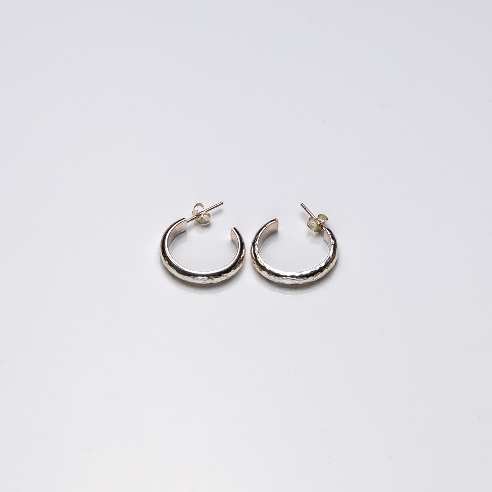 Sterling Silver Hammered Hoop Earrings