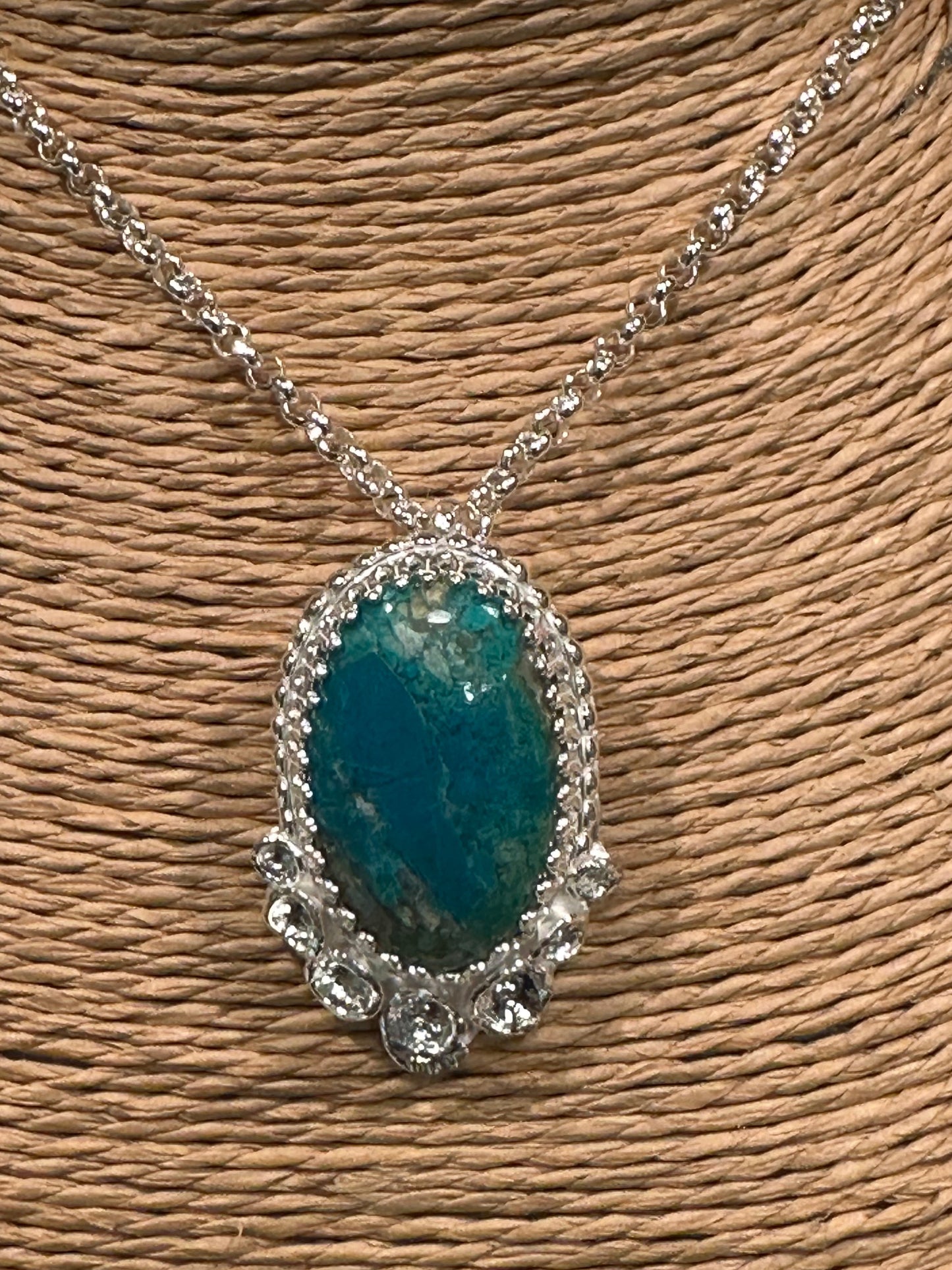 Chrysocolla And Sterling Silver Pendant