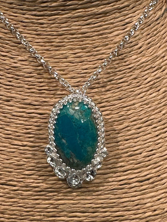 Chrysocolla And Sterling Silver Pendant