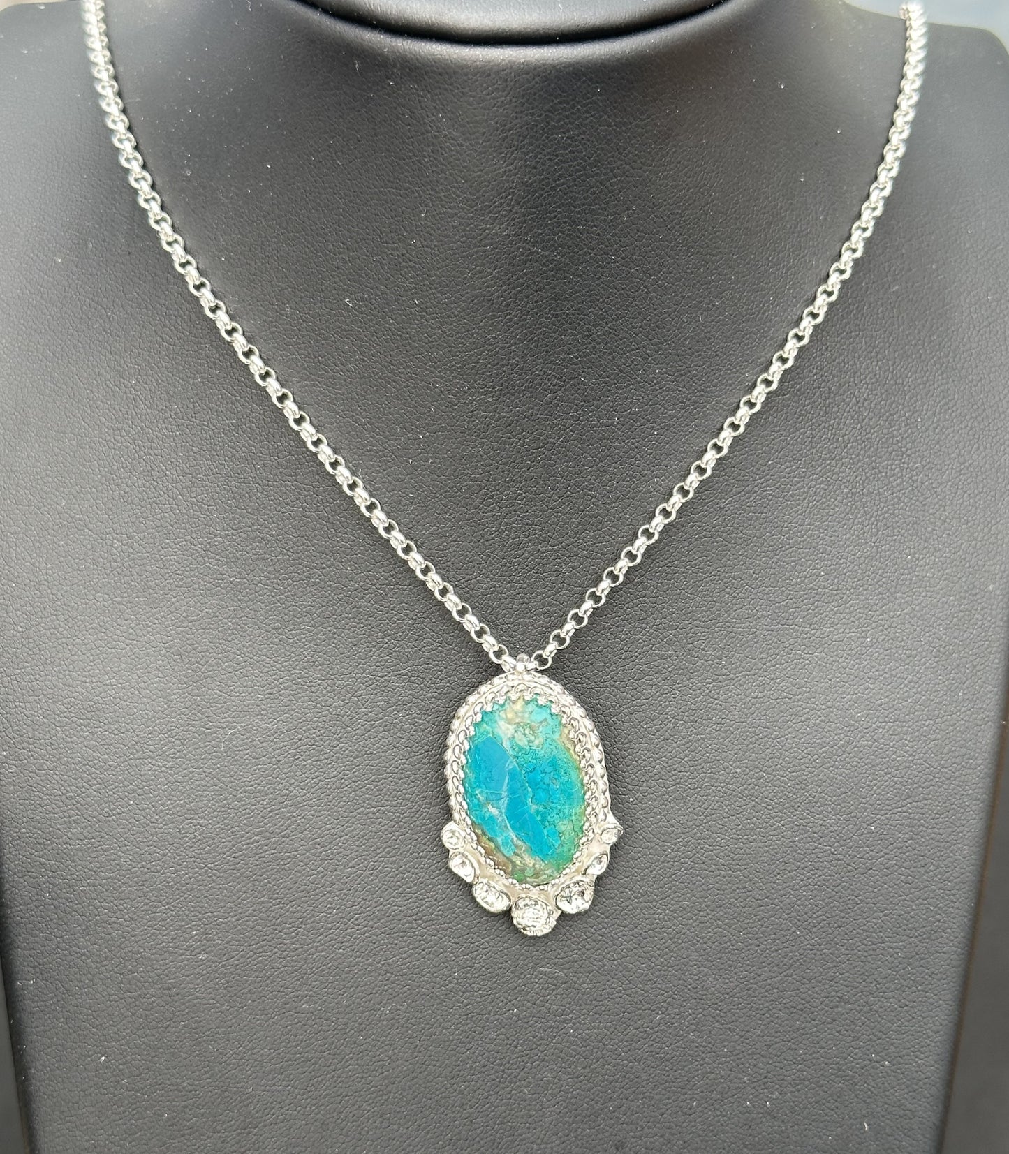 Chrysocolla And Sterling Silver Pendant