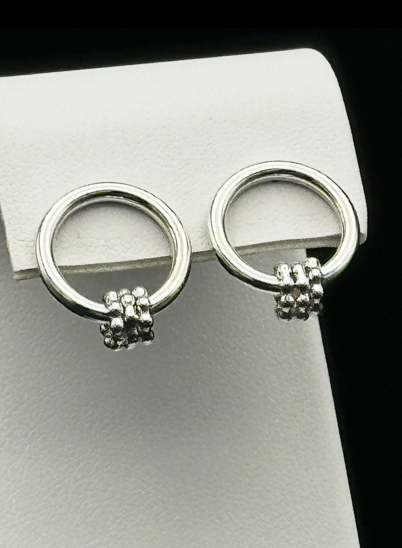 Sterling Silver Circle with 3 Accent Dangle Earrings