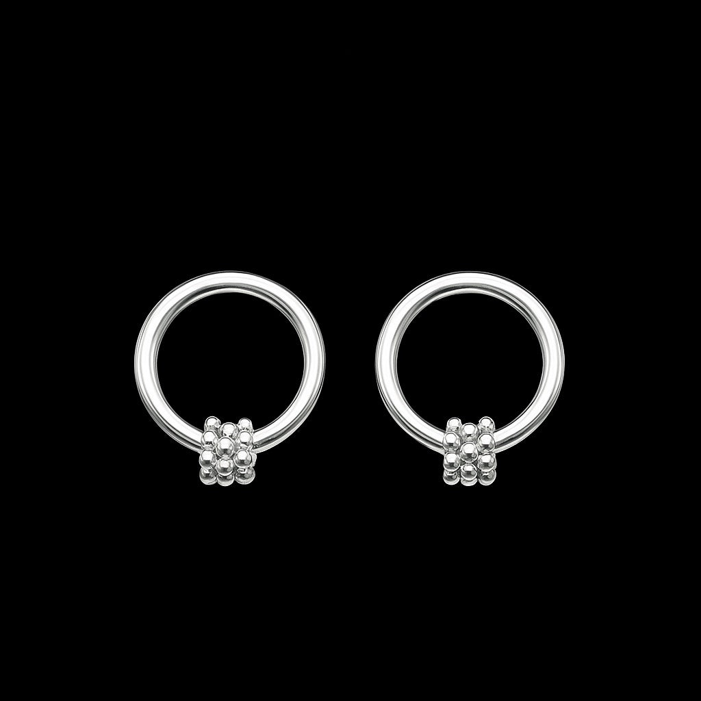 Sterling Silver Circle with 3 Accent Dangle Earrings