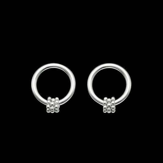 Sterling Silver Circle with 3 Accent Dangle Earrings