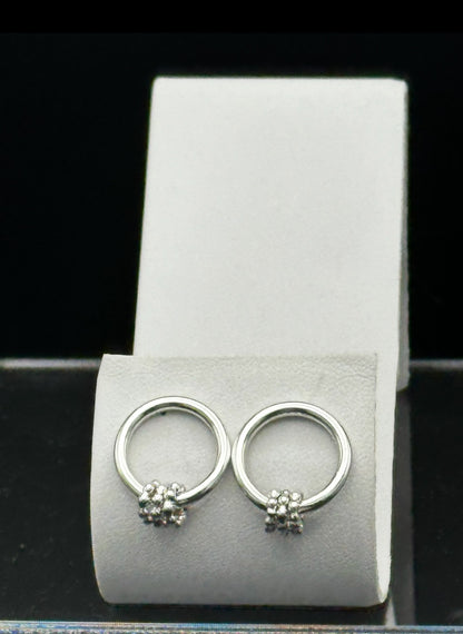 Sterling Silver Circle with 3 Accent Dangle Earrings