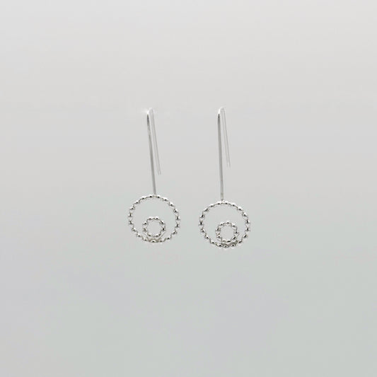 Sterling Silver Double Beaded Circle Earrings