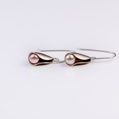 Sterling Silver Peach Persuasion Pearl Dangle Earrings