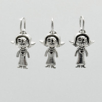 Mini Lady Doll Pendant With Ruby Hearts